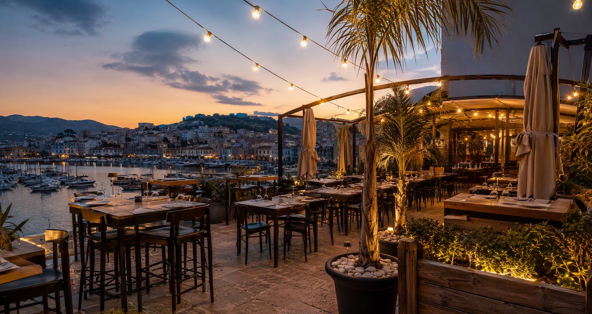 La terrazza di Victus sopra la darsena