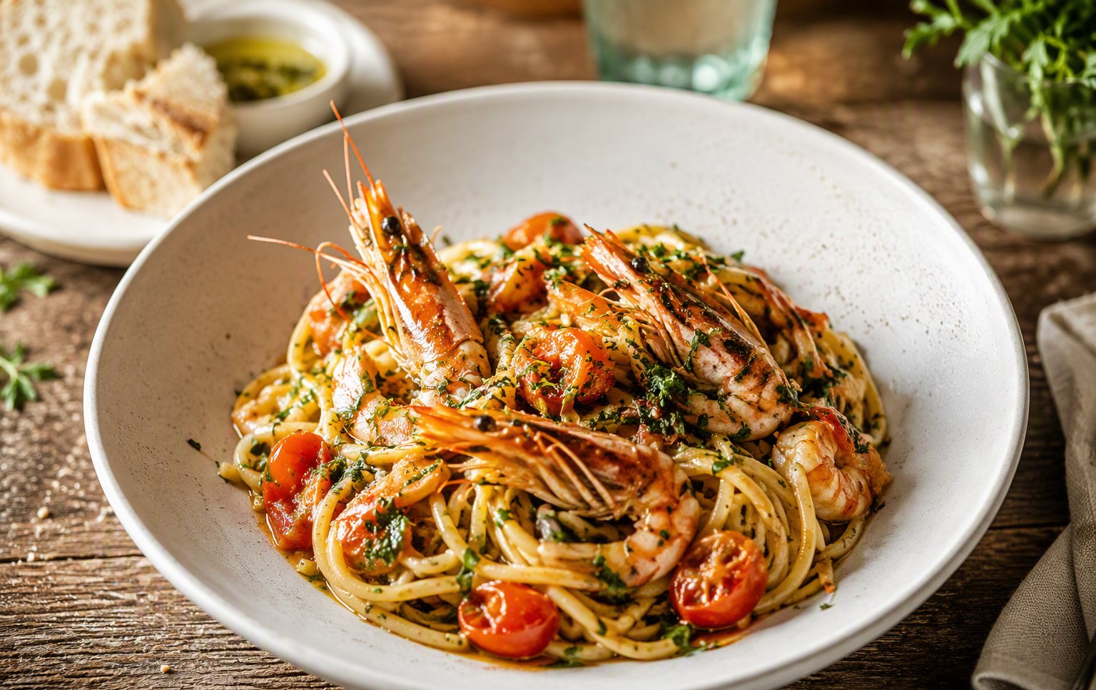 Spaghetti ai gamberi e pomodorini